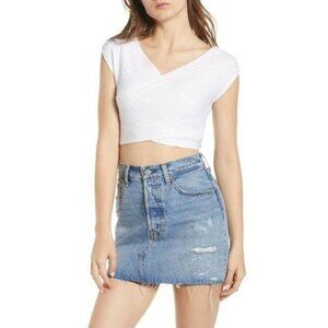 Madison & Berkley Ribbed Wrap Crop Surplice Top